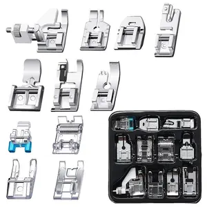 11pcs Home Sewing Machine Presser Foot Set, Rolled Hem Foot Presser, Stainless Steel Sewing Tool Kit for Household