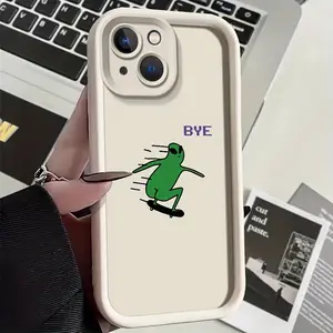 Ladder Painted Skateboard Alien Phone Case for iPhone 11 12 13 14 15 16 Promax White