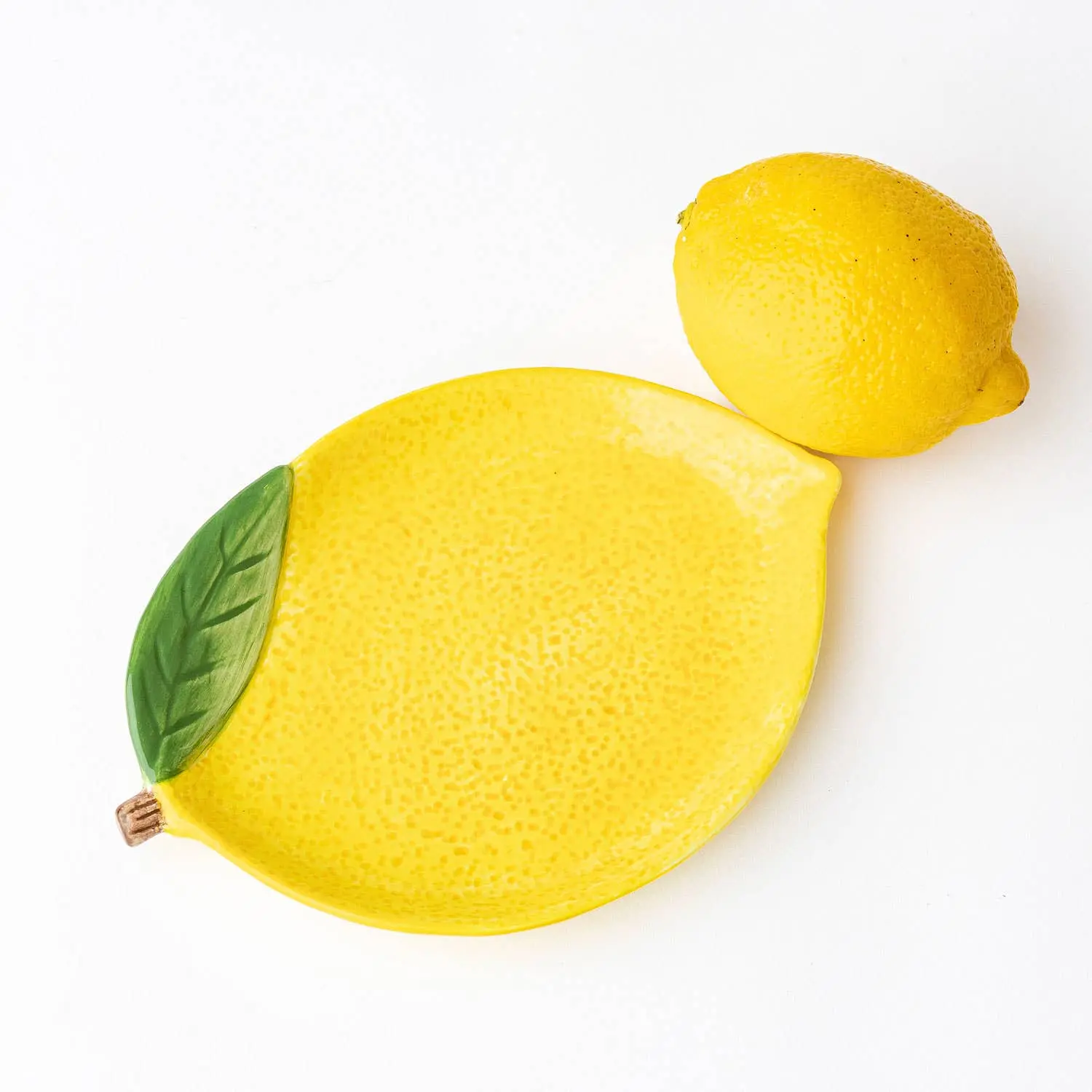 Lemon Dish - Yellow Ceramic Small Dessert Salad Decorative Plate - 7x5 in