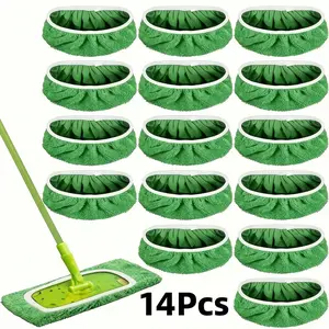14 packs of reusable ultra-fine fiber mop pads, suitable for rotary vacuum cleaner mops - dry cloths and wet mop cloths for household cleaning - washable wet pads for mopping floors