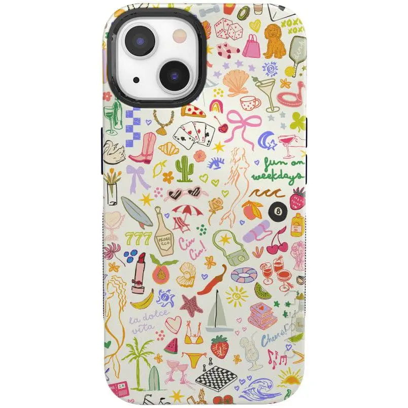 Casely iPhone 13 Case | Fun on Weekdays | All the Fun Things | Bold Protective Design | Compatible with MagSafe