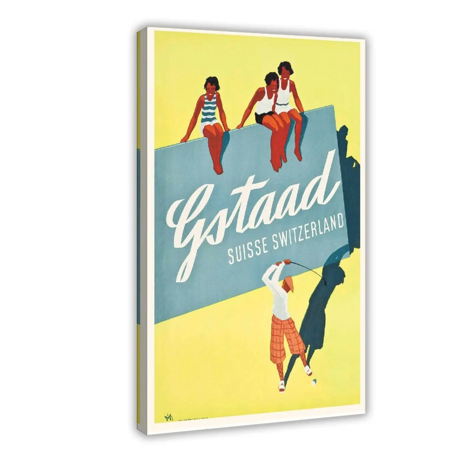 Gstaadt Switzerland Vintage Travel Canvas Poster Wall Art Decoration For Home Bedroom Office Living Dorm Room Decor Boys Girls Gift