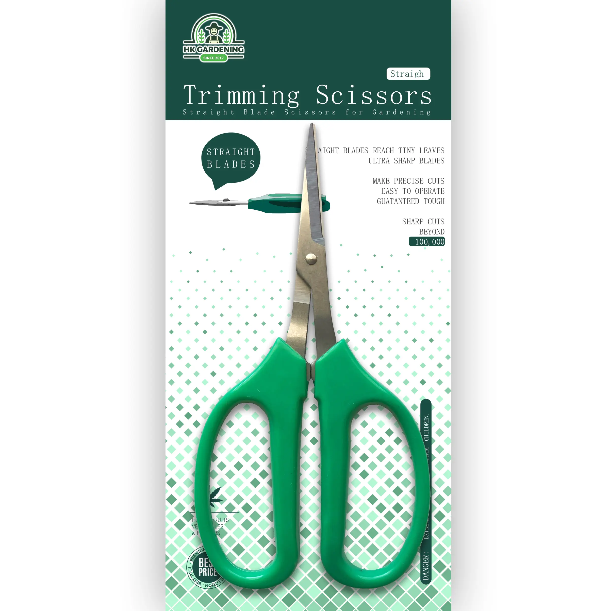 HK Gardening 2pks Straight Blade Scissors for Garden Pruning - 5.9 Inch Stainless Steel Bonsai Shears with Soft Grips & Sharp Blades for Precise Cuts