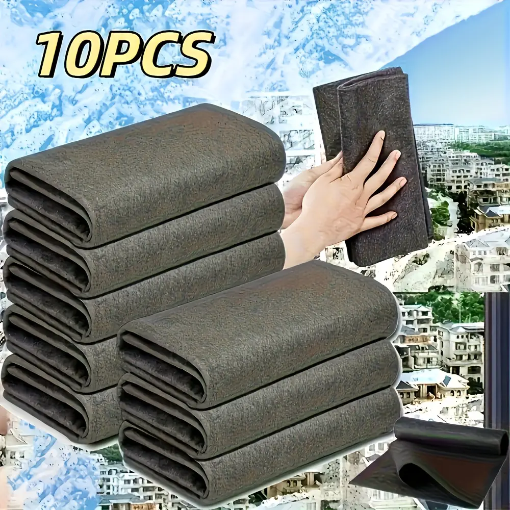 10-Pack Removable Washable Microfiber Glass Cleaning Cloths - Thick, Lint-Free Household Cleaning Supplies for Camera Lenses, Windows