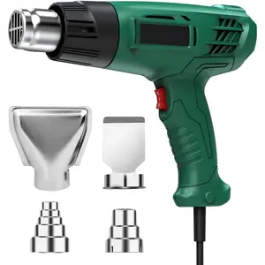 Heat Gun, Heavy Duty Hot Air Gun Kit Dual Temperature Settings 572 ℉ ~932 ℉   (300 ℃ -500 ℃ ), Overload Protection with 4 Nozzles for Crafts, Shrink Wrapping/Tubing, Paint Removing, Epoxy Resin