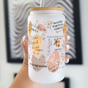 Sip-Sip Hooray! Bible Affirmations Cup with Lid & Plastic and Glass Straws – Easter Gifts for Women, Faith-Based Bible Verse Cup, Reusable Drinkware Tumbler Water Bottle