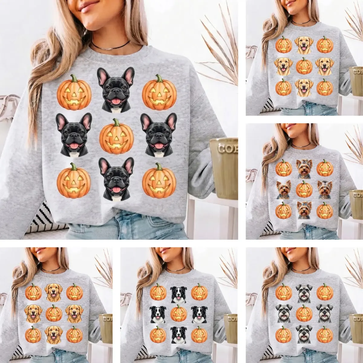 Custom Dog Breed Halloween Sweatshirt - Personalized Pet Portrait Sweater - 30+ Breeds Available - Perfect Gift for Dog Moms & Dads