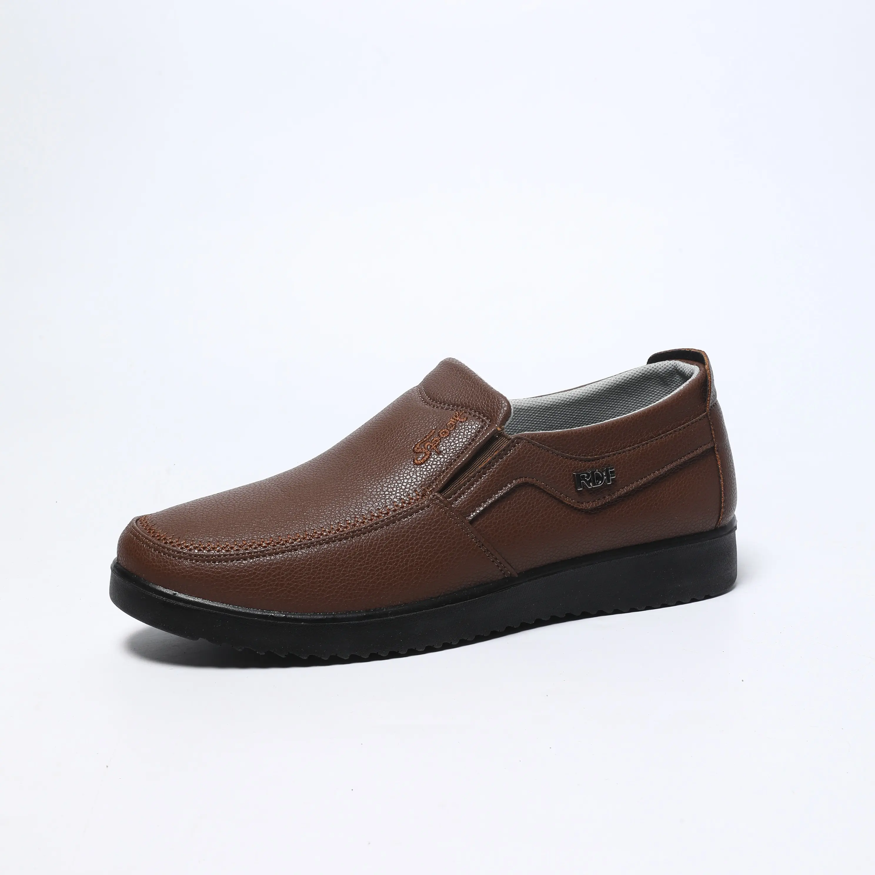 Men's Slip-On Leather Loafers, Business Casual Footwear with Rivet Accent, Breathable Comfortable Ankle Shoes with Non-Slip Sole, Korean, Father's Day Gift, Men's Shoes, Fabric, Espadrille Shoes