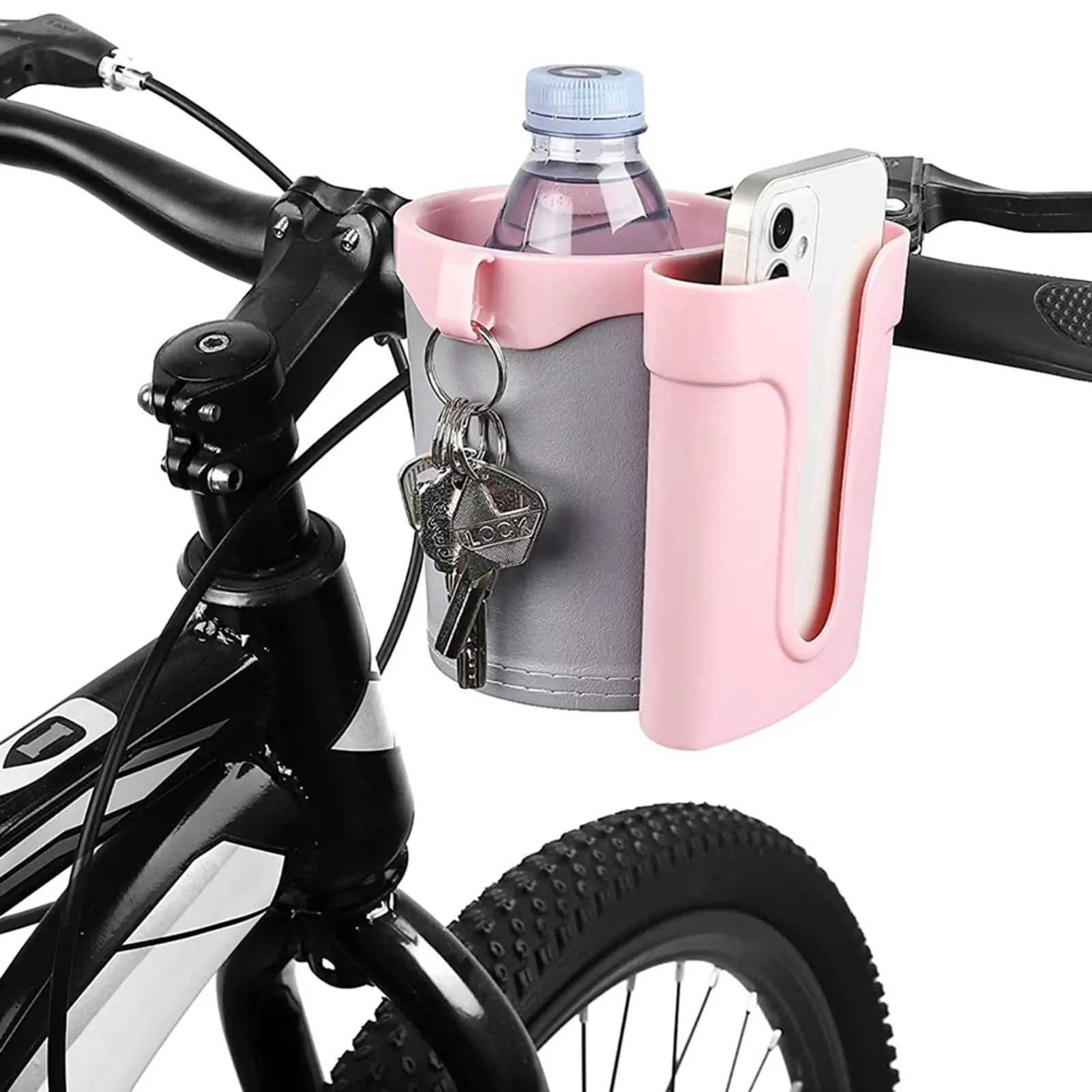 Bicycle Beverage Holder with Phone Mount, Universal Non-Slip Drink Holder for Bikes and Scooters, 3-In-1 Design with Random Colors, Bicycle Accessories, Bike Bottle Holder, Bike Accessory