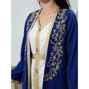 Oriental Style Matte Satin Fabric Two-Piece Women's Robe Set, Light Luxury Fashion Party Dress