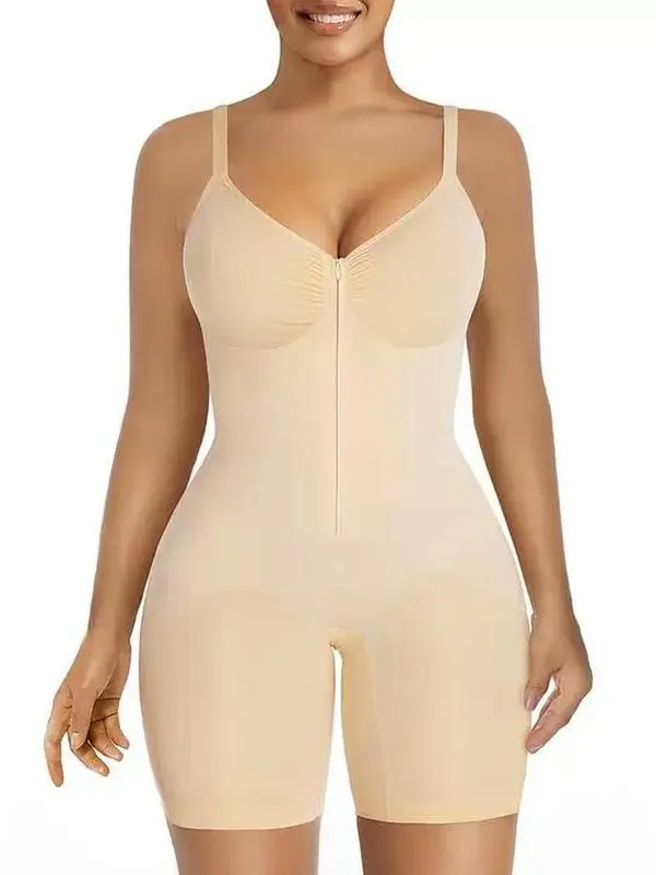 Sculpt-Glam Shapewear for Women Tummy Control Bodysuits Zip-Up Comfort Ultra Stretch Fabric Customizable Fit Breathable Mesh Design Comfortable Fit Womenswear