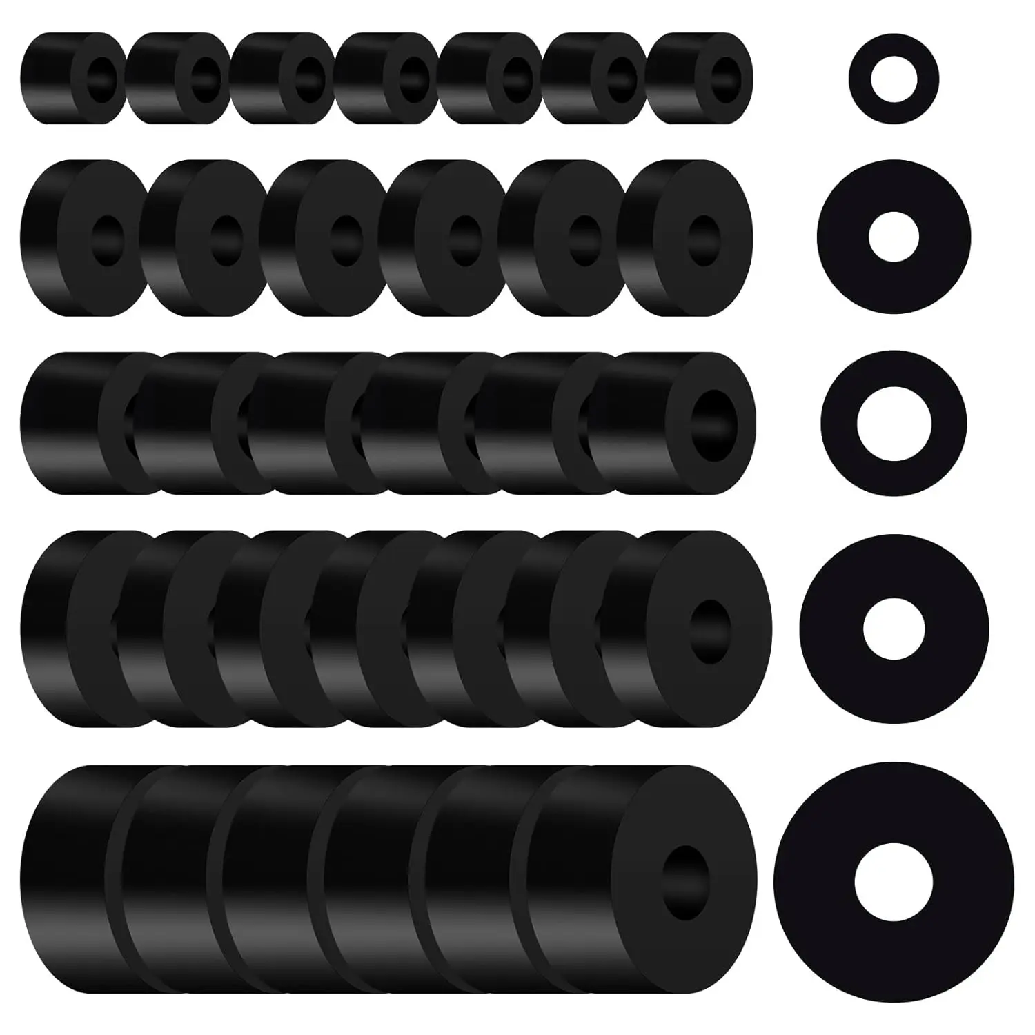 30 count Multi Purpose Rubber Spacer 5 Sizes Spacers Thick Washer Rubber Bushings Washers for Screws Anti Vibration Spacer Bushings Flat Washer