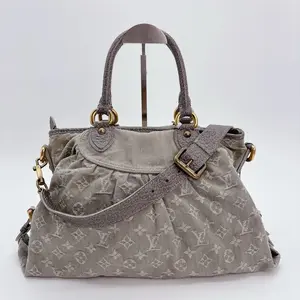 Pre-owned Louis Vuitton leather Shoulder Bags Grey Denim Monogram Denim Neo Cabby MM Bag