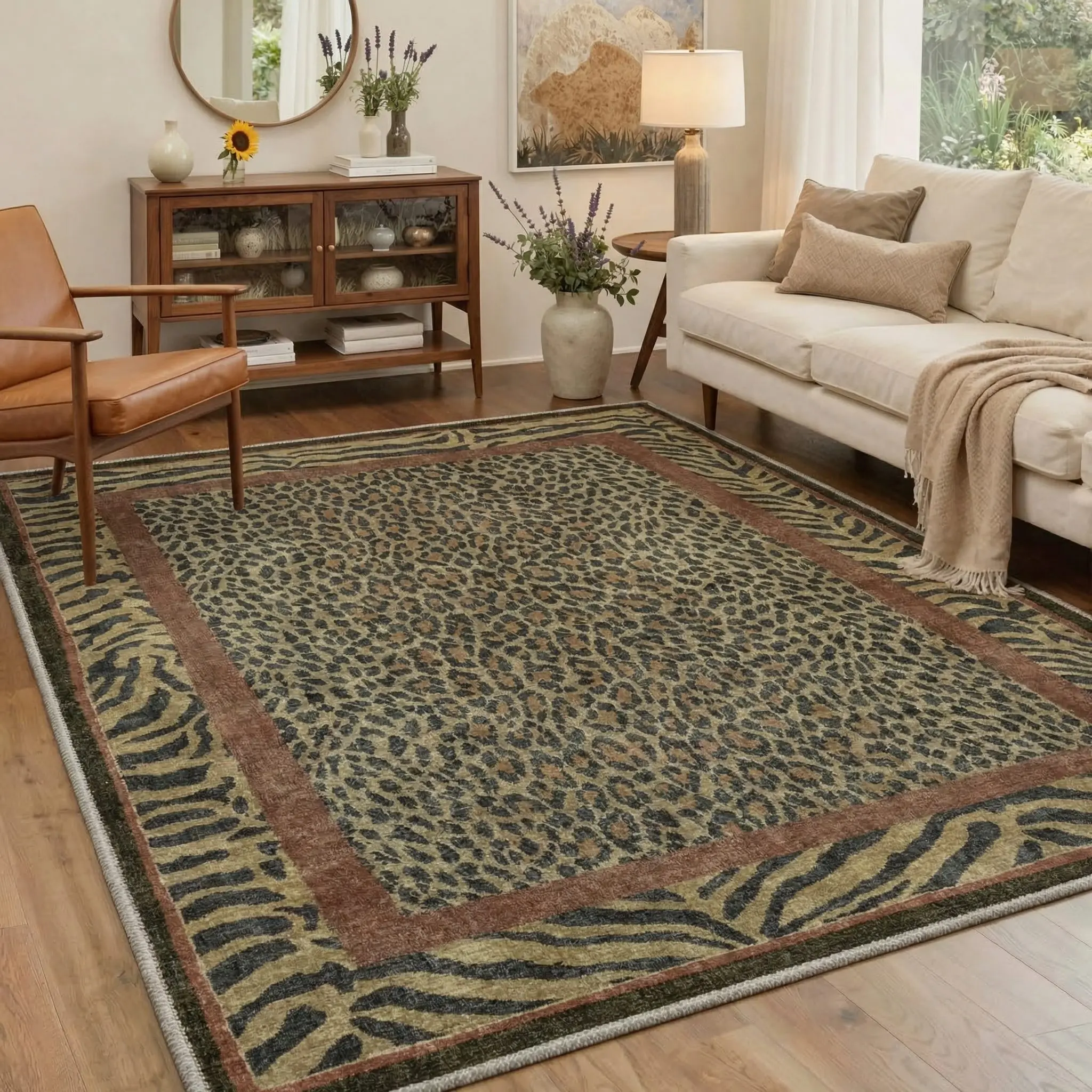 【Back To School】GENIMO Carpet – Soft, Non-Slip, Pet Friendly, Machine Washable Area Rug, Floor Rug Perfect for Living Room, Bedroom, Kitchen, Hallway, Modern Home Decor ,ARN1783-LINEN
