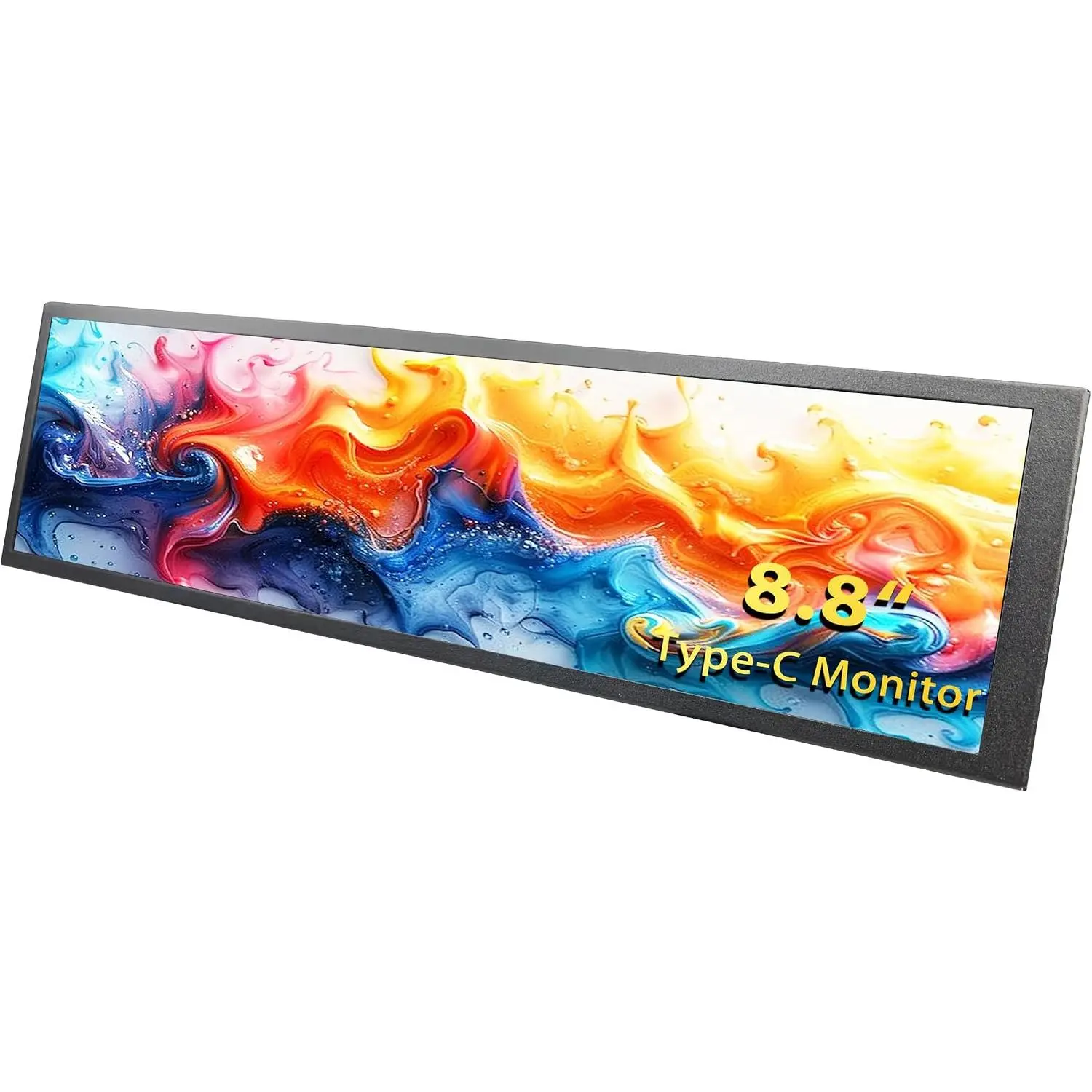 8.8-inch Touchscreen Bar Display, 1920x480, Metal Shell IPS Portable Touch Monitor with USB-C Port. Compatible with Raspberry Pi, Laptop Aida64 Monitoring, GPU/CPU Stats, and PC Case Mini Screen