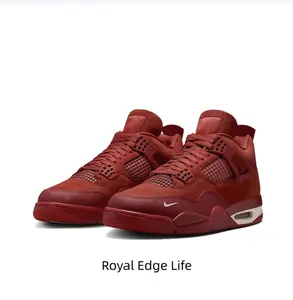 Burgundy Red Suede Mid Top Basketball Shoes Mesh Panels Visible Air Cushion Cream Midsole Unisex Street Skate Sneakers