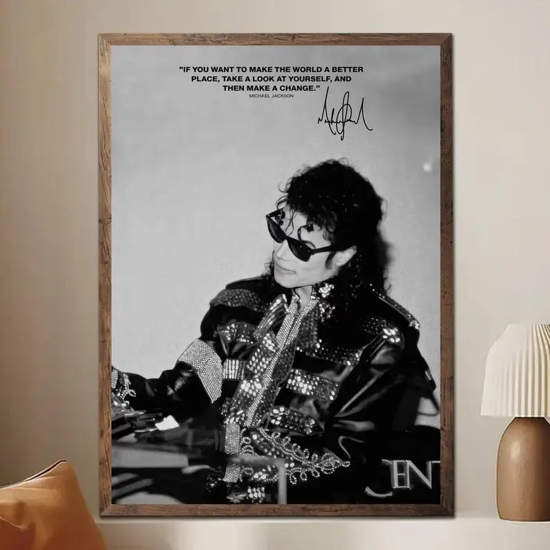 Michael Jackson Quote Poster, Inspirational Music Wall Art (No Framed)