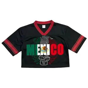 Custom Mexico Soccer Crop Top Jersey | Personalized Football Shirt | Aztec Eagle Design | Customizable Back | Fan Apparel