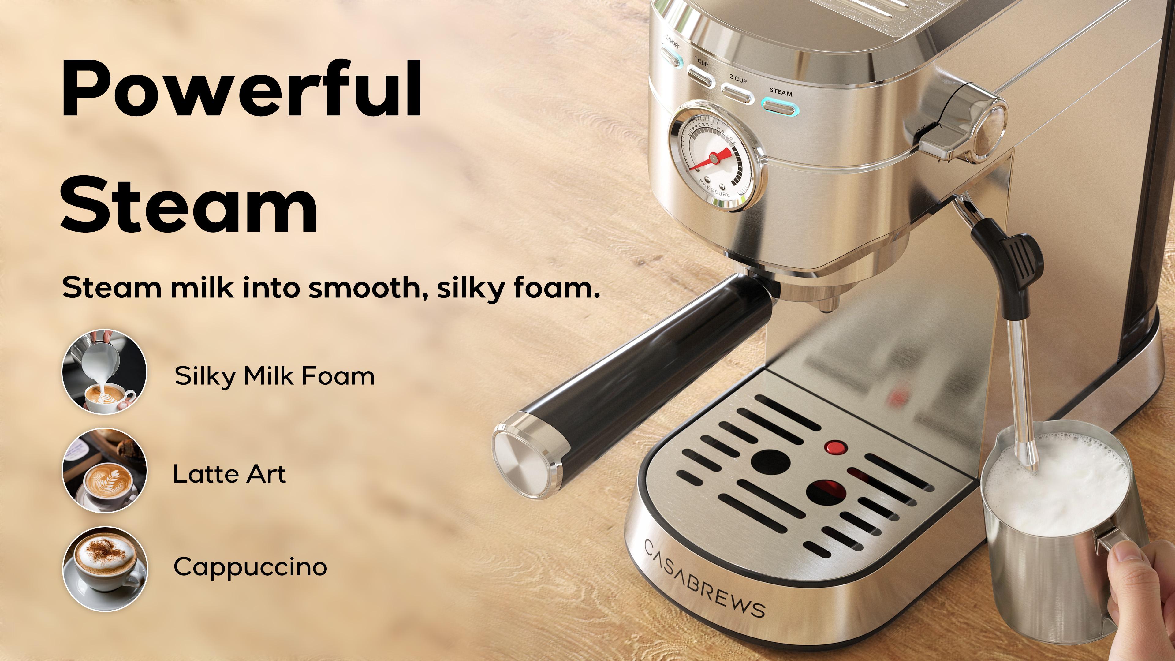 CASABREWS CM5418 Espresso Machine, 20-Bar Coffee Maker with PID Temperature Control, Pressure Gauge, Pre-Infusion, Steam Wand & Stainless Steel Design CASABREWS CM5418 Espresso Machine, 20-Bar Coffee Maker with PID Temperature Control, Pressure Gauge, Pre-Infusion, Steam Wand & Stainless Steel Design