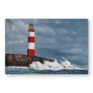 212 MAIN 12x18 in. Brown Coastal Aluminium Metal Print - Artistic Lighthouse Photo Artwork, Home Decor, Bathroom Wall Decoration (C1MP1218BUJTE7)