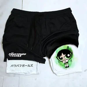 Powerpuff Girls Performance Gym Shorts - Double Layer Polyester Fitted Compression Shorts for Active Wear
