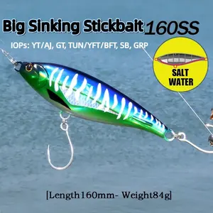 16cm 84g Submerged Lure, Long Casting Sea Fishing, Large Pencil Design, Integrated Steel Wire Single Hook, King Mackerel Flatfish Bait