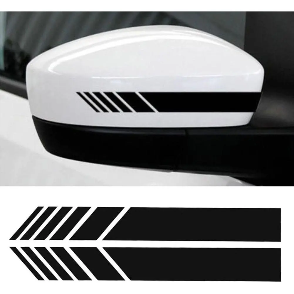 2-Count Black SUV Rear View Mirror Decor Stickers, Self-Adhesive Fade-Resistant Easy-Install DIY Vinyl Graphic Sticker Decals, Universal-Fit Car Exterior Accessories, Vehicle Decor