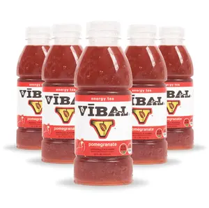 VIBAL ENERGY TEA - Pomegranate - Green Tea Energy Drink - Light & Refreshing Iced Tea with Pomegranate Juice & The Perfect Balanced Boost