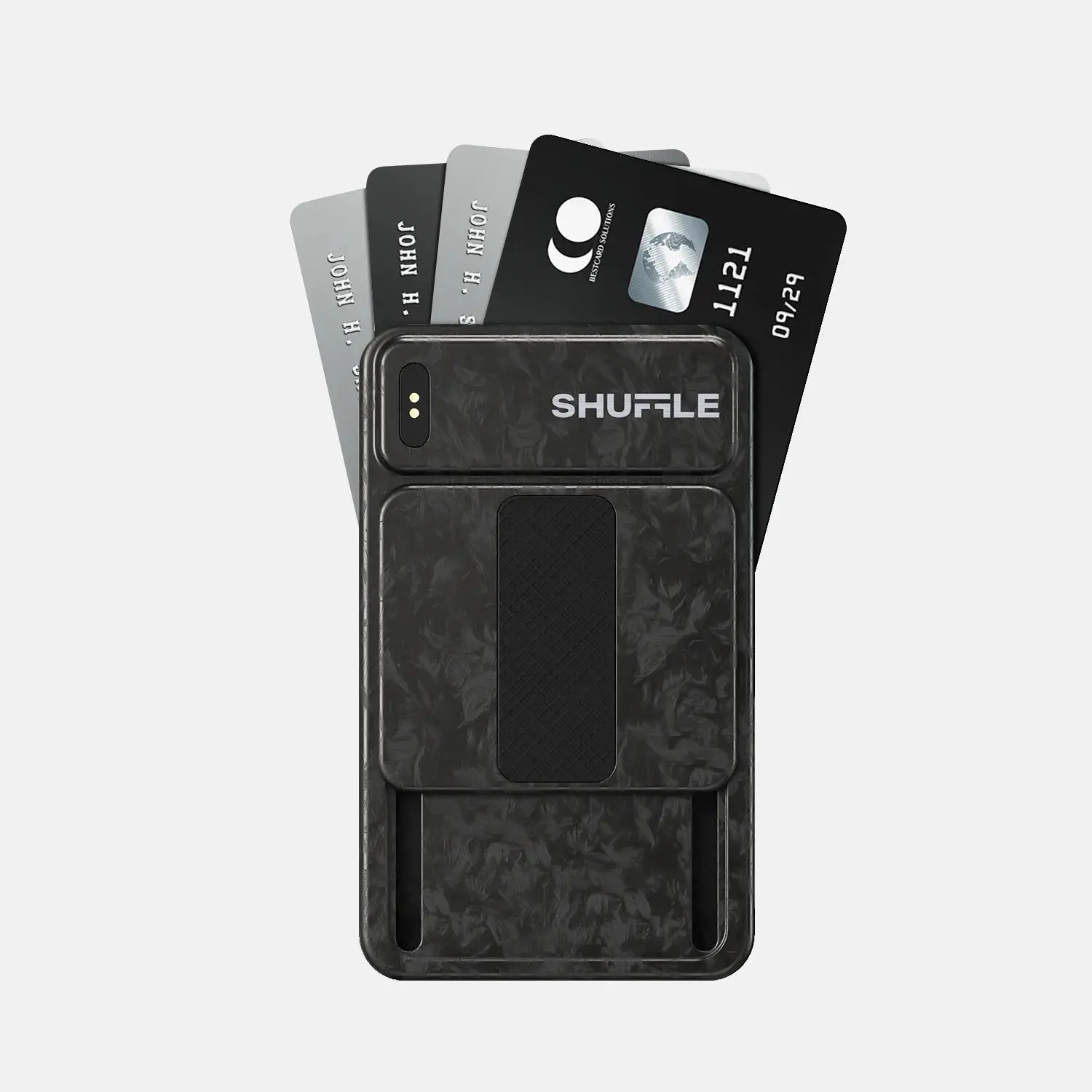 Shuffle Wallet 2.0 Minimalist Wallet for Men, Fanning Card Holder with Built-in Tracker, RFID Blocking Slim Metal Wallet, MagSafe Compatible, Quickdraw Slot, Holds 7 Cards, 3 Colors