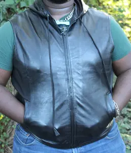OnF Leather Hoodie in Black