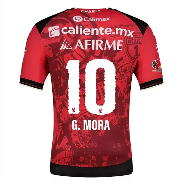 Mora #10 Club Tijuana Xolos Home Jersey 25/26 – Liga MX Soccer Shirt for Men & Women, Red Football Fan Jersey, Match Day Apparel