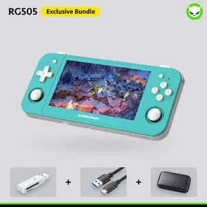 Anbernic RG505 Handheld Game Console【Buy 1 Get 1 Game Card + 1 USB Card Reader + 1 Fancy Case +1 Screen Protector +1 Type-C Cable】4.95-inch OLED Touch Screen 960:544 Android 12 Unisoc Tiger T618 64-bit 4GB LPDDR4X Ready to Play Gift Package