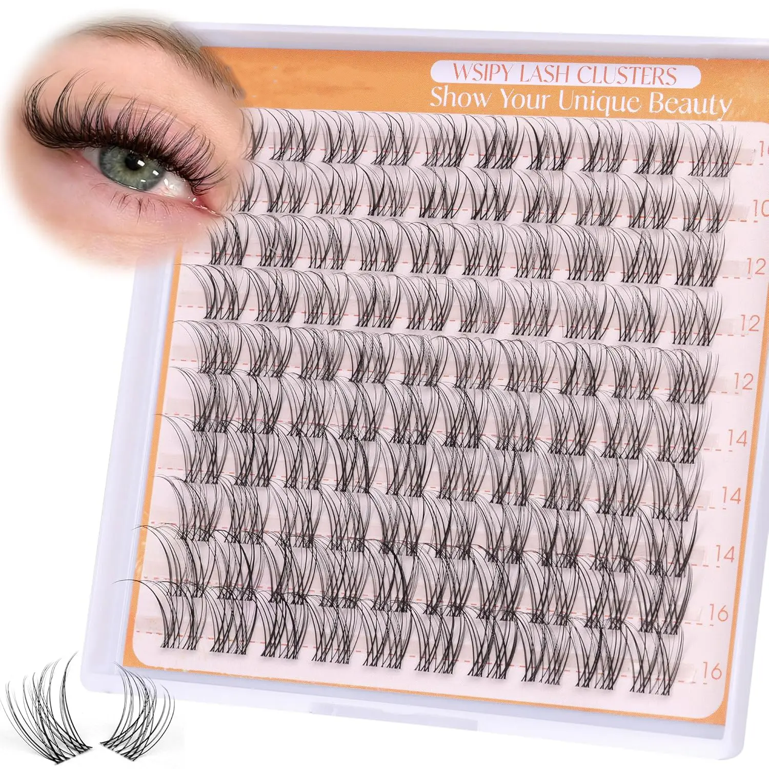 Venus Wispy Cluster False Eyelashes, Natural Look, Soft Fluffy Lashes, Volume Lashes, D Curl, Mixed Lengths 10-16mm, Fluffy Style, Human Cotton, Transparent Band, DIY Extension Kit, Makeup Accessories, Diy Lash Clusters, Eyelash Extensions