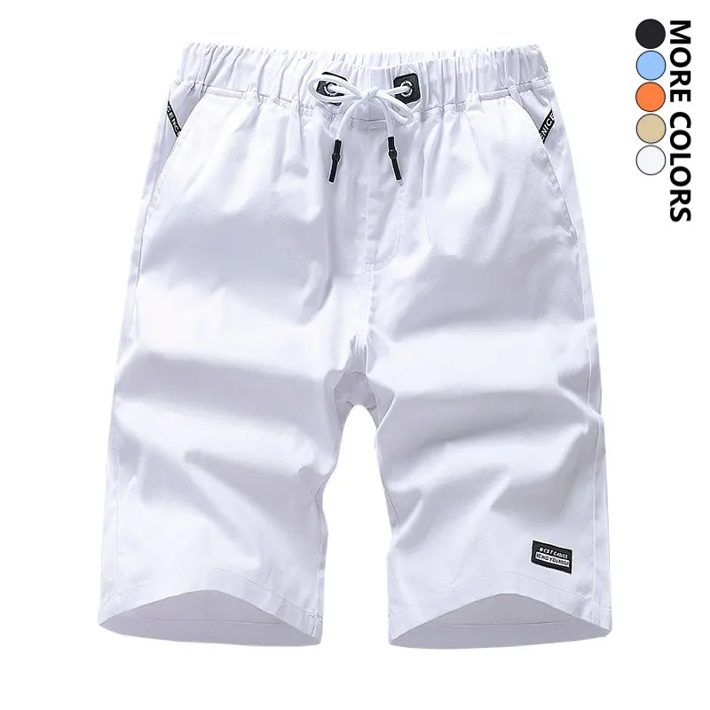 Men’s classic casual shorts with drawstring elastic waistband, zippered pockets—summer beach shorts suitable for exercise/workouts