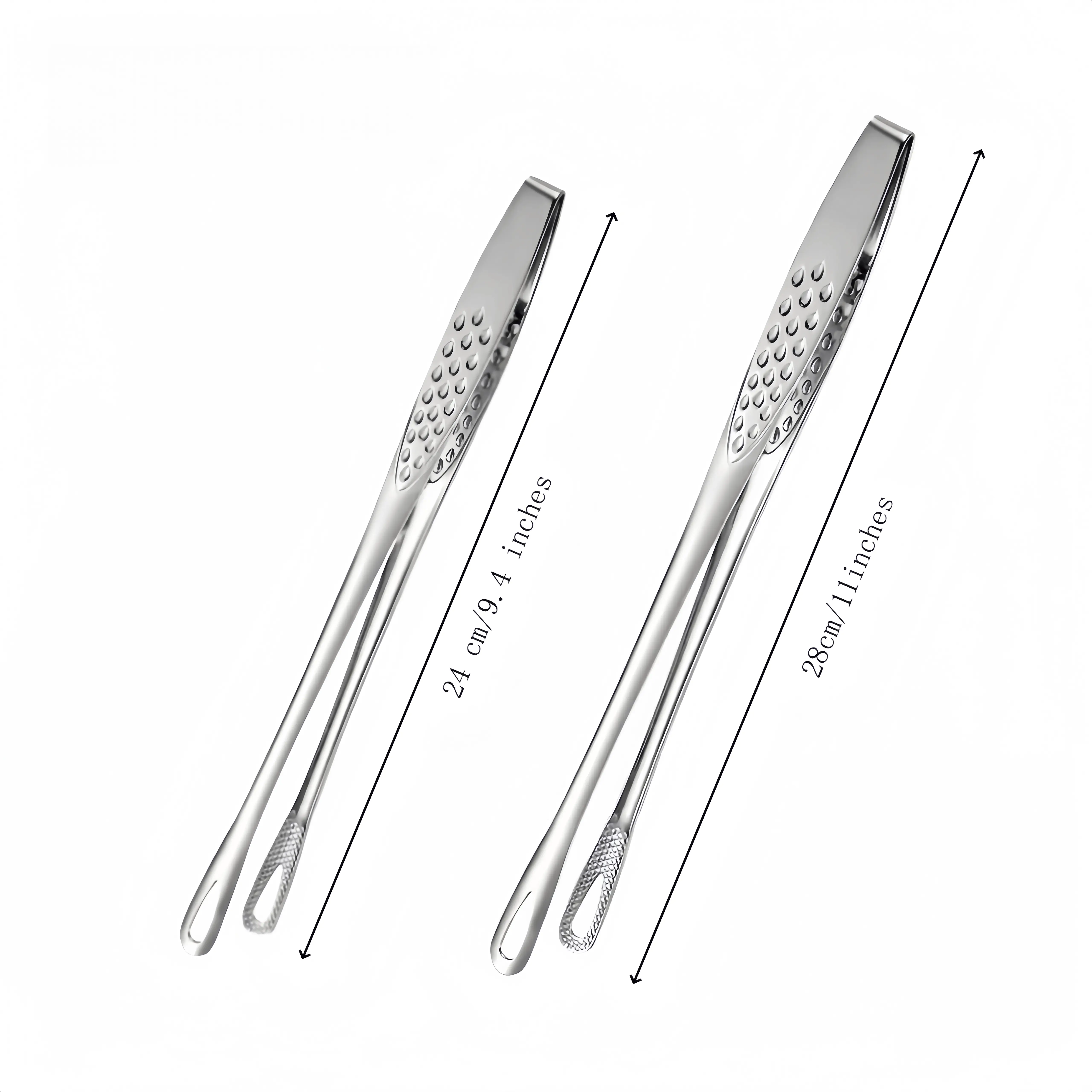 Sturdy Lightweight Stylish Stainless Steel Metal Barbecue Tongs (2-Pack, 4-Pack) - Chef's Kitchen Utensils for Holding Food, Steaks, Salads, Portable for Home, Outdoor Camping