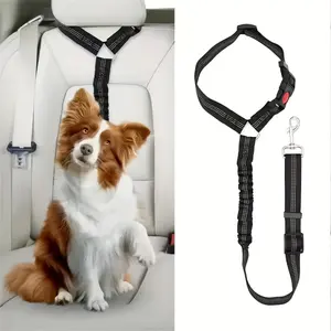 Vehicle-mounted elastic retractable dog leash, adjustable pet car safety tether, 2-in-1 pet car back seat safety belt, Safety Harnesses, Universal Harness, Harness Straps