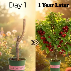 Heirloom Non-GMO-Cherry Live Plant Seedlings – Compact Starter Fruit Trees for Gardens, Containers, and Home Orchards