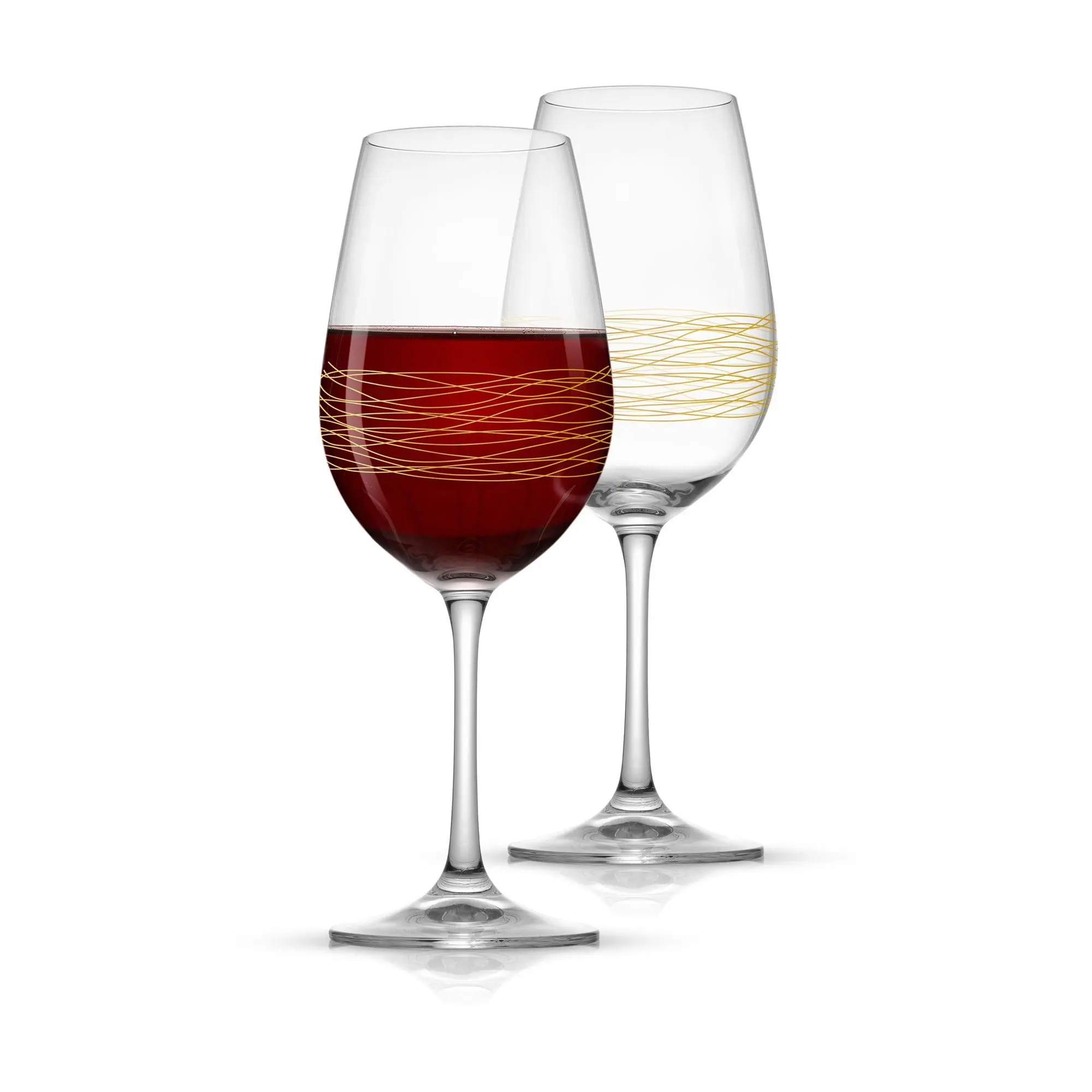 JoyJolt Set of (2) 17oz Golden Royale Crystal Red Wine Glasses