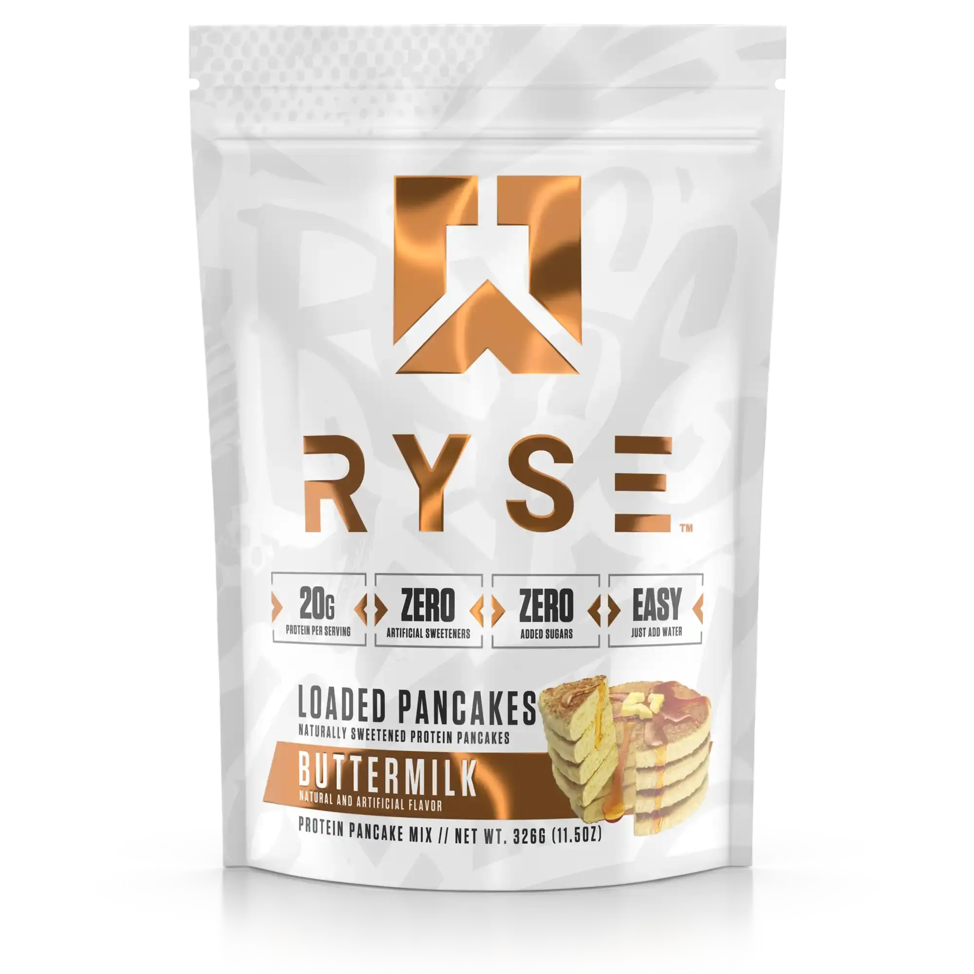 RYSE Loaded Protein Pancake & Waffle Mix - Naturally Sweetened Breakfast with 21g Protein, 3g MCTs & 2g Fiber - No Added Sugar - 6 Servings