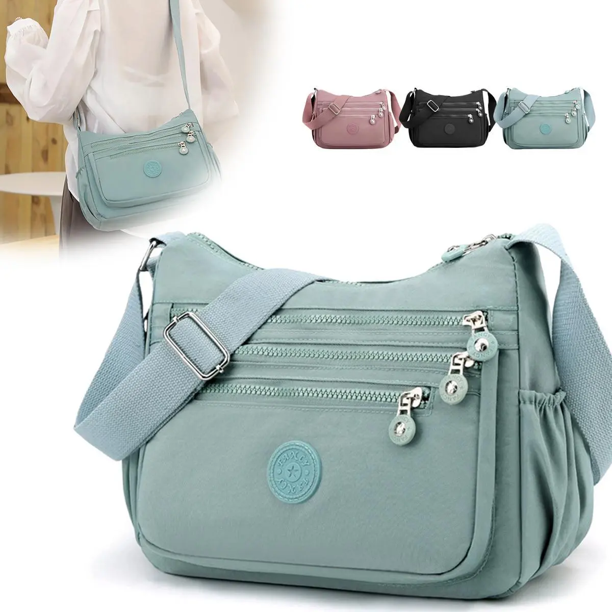 Nylon Fabric Crossbody Bag, Anti-TheftWomen's Shoulder Bag, Multi-Layer Pocket Wallet, Solid Color Nylon Fanny Pack, Daily Commuting Nylon Bum Bag,Perfect for Mother's Day & Valentine's Day Gifts summerwins