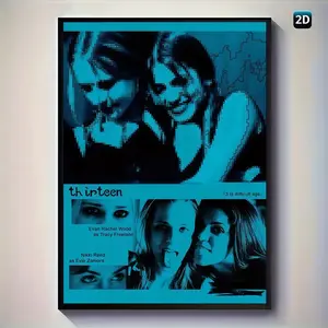 Thirteen Movie Poster - Frameless Canvas Wall Art Print - Retro Youth Drama Movie Decoration - 2000s Nostalgia - Includes Easy-Hang Adhesive Strips - Suitable for Living Room, Bedroom, Dormitory - /Millennial/Z Generation Fans' Christmas Gift - 2D Flat Mo