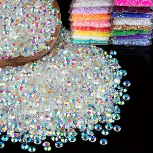 3mm/4mm/5mm Transparent Ab Resin Flatback Rhinestones, Bulk Sparkling Gems for Nail Art, Mugs, Bottles, Crafts, Jewelry Making