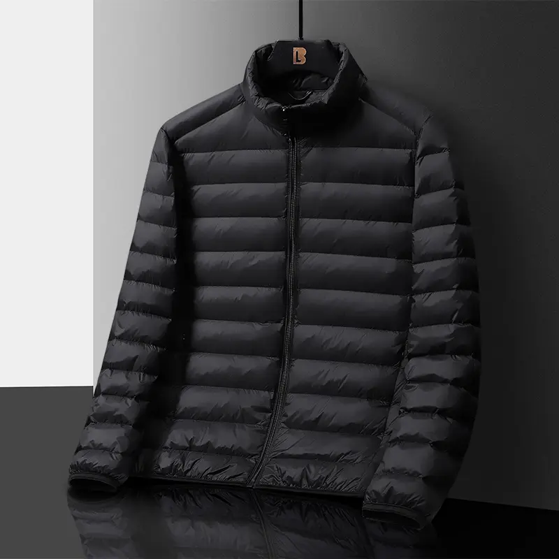 Men's Premium Black Stand Collar Lightweight Puffer Jacket, Slim Packable Warm Winter Coat, gift for mom, must have, gift for wife, new arrival, gift for mom, must have, gift for wife