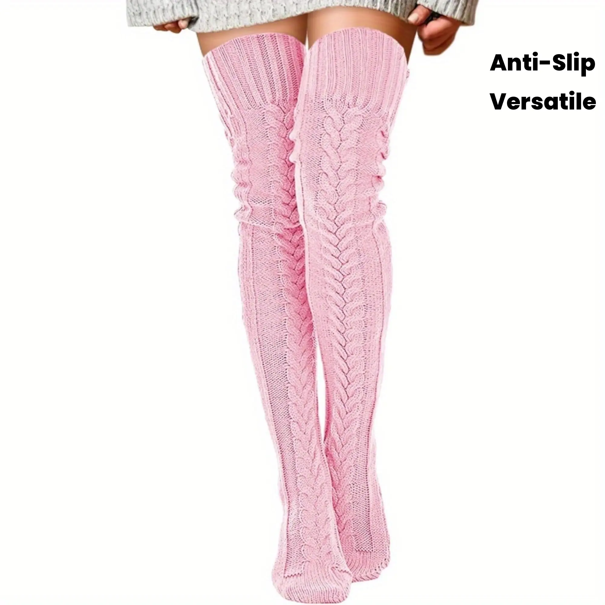 Women's Thickened Fleece Socks - Extra-Long Thigh-High Winter Non-Slip Soft Acrylic Warm Socks, Perfect for Over-the-Knee Boots, Pants, and Dresses - Cold-Resistant, Elegant, Versatile Fashion Accessory with Ribbed Design
