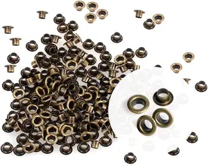 CRAFTMEMORE 1/8 Inch ID Grommets Eyelets 3MM Hole Self Backing Eyelet for Bead Cores, Clothes, Leather, Canvas 200Pcs (Antique Brass)