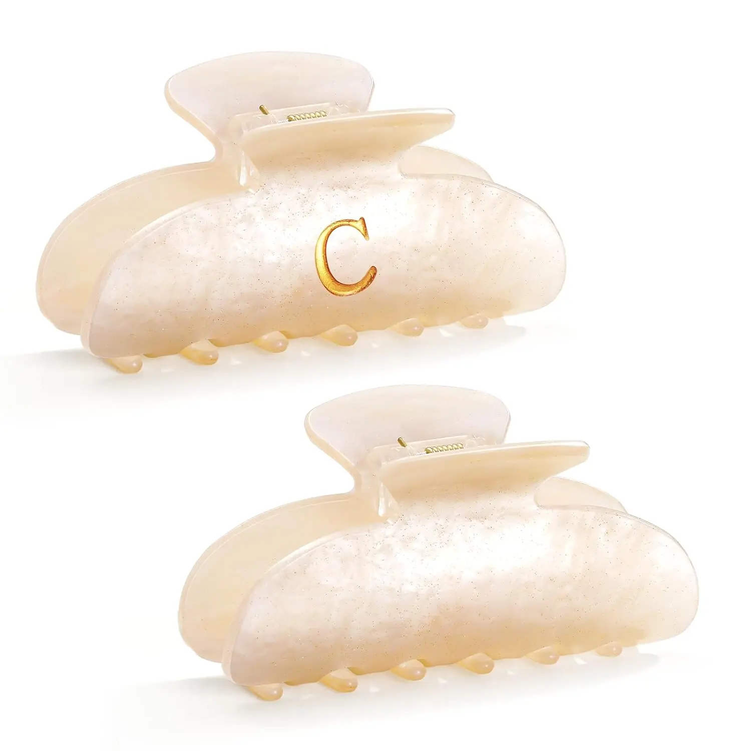2 count  Initial Hair Clips for Women Non-slip Glitter Letter Claw Clips for Thick Thin Hair Stylish "C"  Hair Claw Teacher Hair Clips Elegant Hair Accessory Girls Large Hair Clip