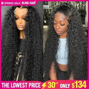 [NEW] Bling Hair Deep Wave 13x6 HD Lace Frontal Wig Water Wave HD Transparent 13x4 Deep Curly Lace Frontal Human Hair Wigs For Women TikTokShopHolidayHaul