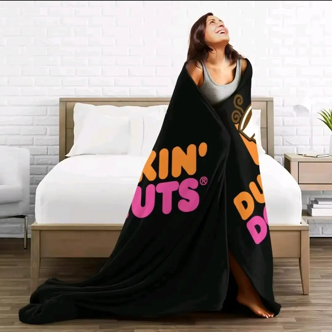 Dunkin' Donuts Logo 3D Print Flannel Fleece Blanket Throw!