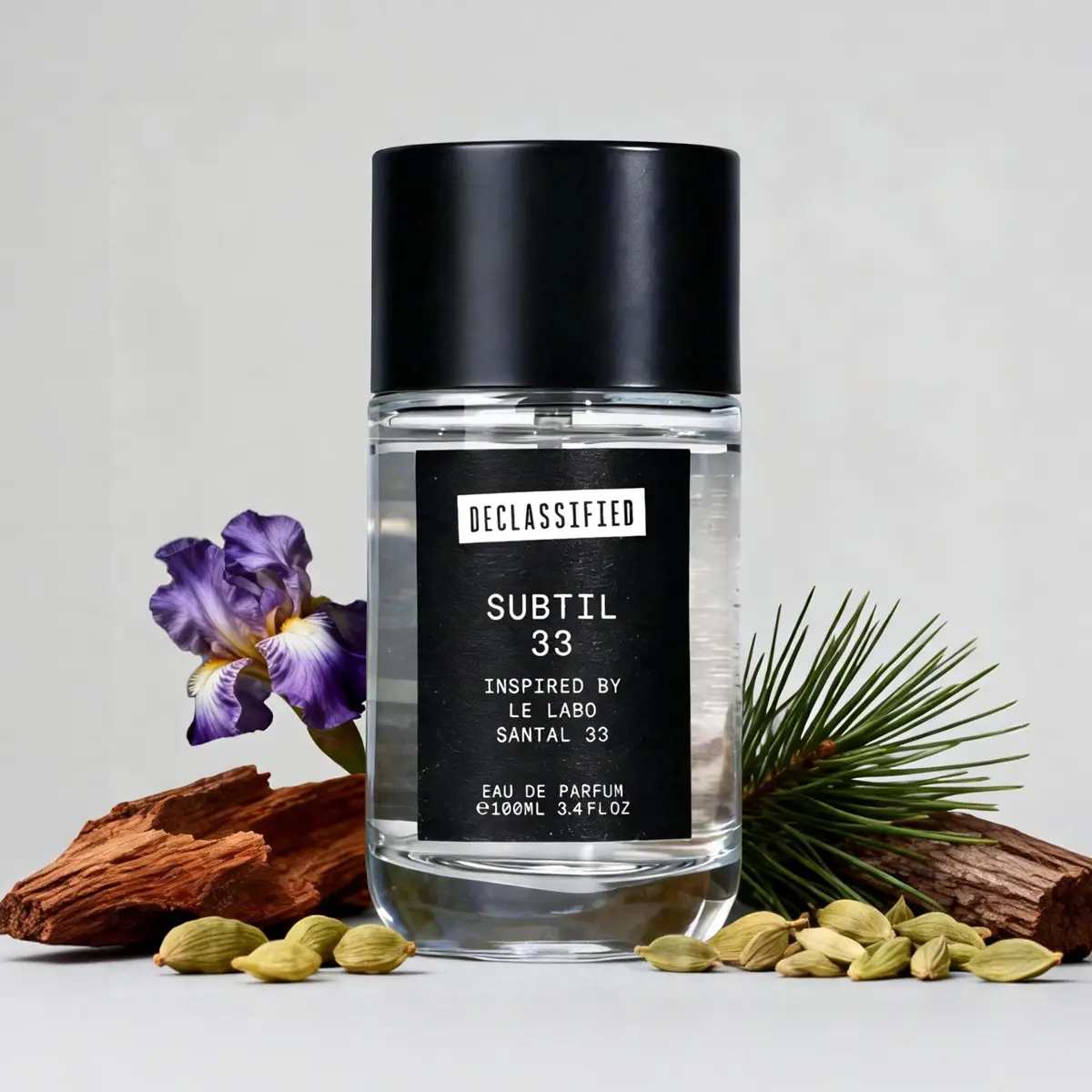 Declassified Subtil 33 | Affordable Woody Spicy Perfume | Cardamon, Orris, Musk, Cedarwood & Sandalwood | 100ml Unisex Eau de Parfum