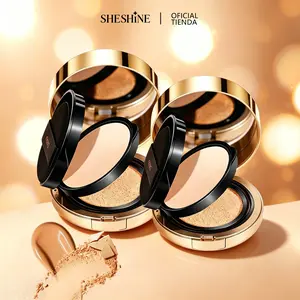 【Paquete de dos】SHESHINE NOVO-Cushion BB + Polvo Compacto 2-en-1 Base de Maquillaje Extracto de Centella asiática con Protección Solar SPF 35+ y Ácido Hialurónico para Piel Radiante y Control de Brillo en 30 Segundos